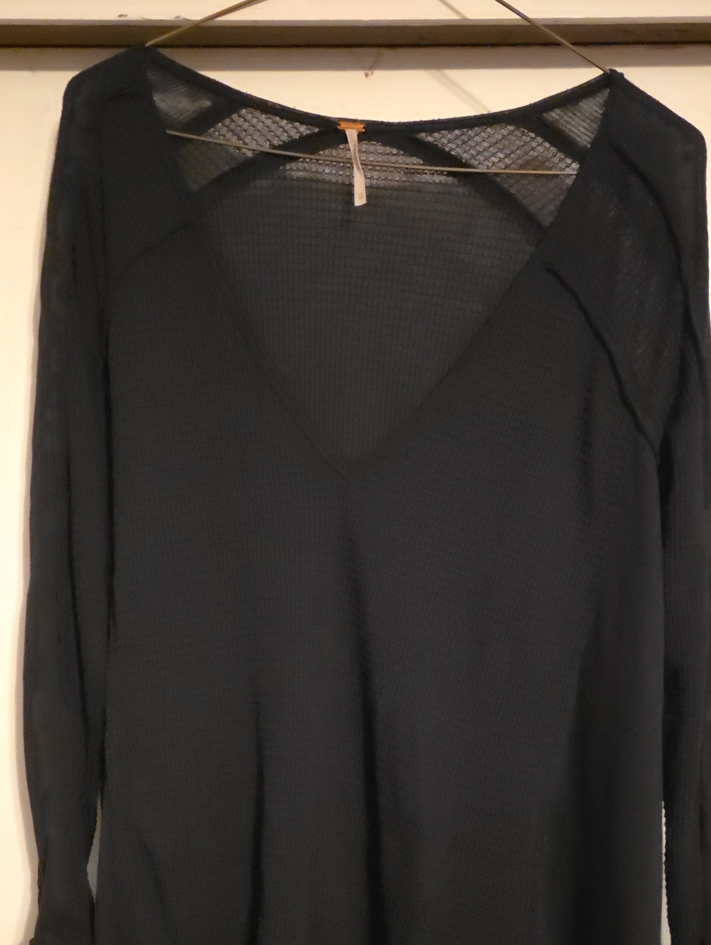 Free People Black Long Sleeve V-neck